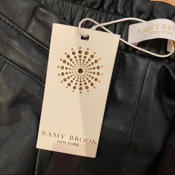 Ramy Brook - Allyn Paperbag Waist Pants in Black Leather - Picture 3 of 6